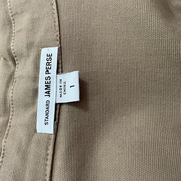 James Perse jacket long sleeve moto jacket cotton blend tan khaki womens small - Picture 6 of 7